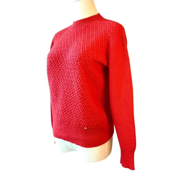 Ted Baker London Austenn Alpaca Wool Cable Knit Sweater Coral Red Top 1 XS-S - Picture 3 of 16